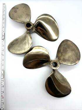 8258 Columbian 8229 Lot Of 2 - 3 Blade Prop Brass Propeller 12 Inch D13 P12 Lh And Rh Colombian