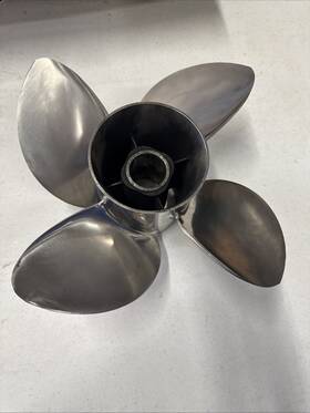 763937 Evinrude 4 Blade 15 Pitch Left Handed Propeller