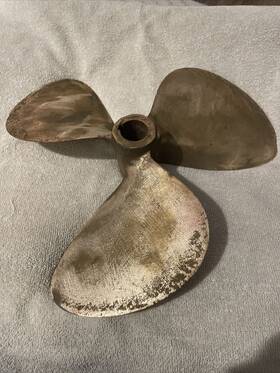 16rh12 Grand Rapids Mich Vtg Brass 3 Blade Sailer Boat Propeller 1.25 Inch Shaft