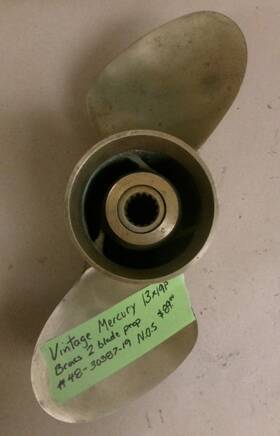 48-30387-19 Mercury Used Vintage Brass 13 X 19 2 Blade Propeller #