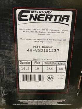 48-8m0151237 Mercury New Enertia Propeller 18 Pitch Rh