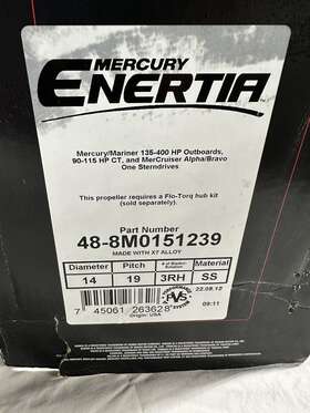 48-8m0151239 Mercury Enertia Propeller 14 X 19 Inch Pitch Rh - New