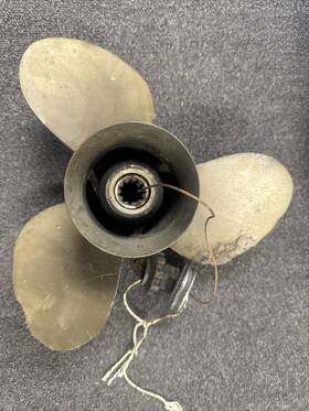 8-33772 Mercury Vtg Quicksilver A1-10 3 Blade Brass Bronze Boat Propeller Prop