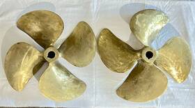350364 Michigan Wheel Dyna-quad Bronze 19r17 19l17 Inboard Propellers Set 1.375 Inch Sae Hl 3.750