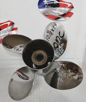 58-1014 Omc Refurbished Turbo 10 1/8x14 4 Blade Prop 14 Spline For 30 40 50 Hp