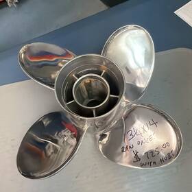 Pfs4r14psf115 Powertech Outboard Propeller 4 Blade Stainless Steal 13.25x14 Right Hand