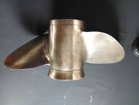 48-30385a1-21 Quicksilver 2 Blade Brass Propeller 12-3/4 D.x21p. 15 Spline Left Hand
