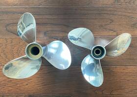 25-mf Yamaha 25-mr Pair Of 25 Pitch Oem Trp Stainless Propellers And Excellent