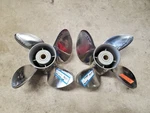 Pair Of Blade 14 1/8" X 23P Omc Evinrude Johnson Cyclone Ss Props, P5345 P5346. Fixed Price $612.00.