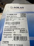 Solas New Saturn 1431-130-21 Ss Propeller X21 Mercury. Fixed Price $265.00.