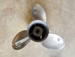 13 3/4" X 24P Quicksilver Stainless Prop, Fits 4.75" Yam Merc Hon Suz, # 186. Fixed Price $222.00.