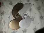 Pair (2) Two 7X7 Michigan Inch Bronze And Aluminum Propeller 5/8 Shaft Nos Old. Fixed Price $39.95.