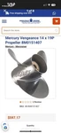 Vengeance (14 X 19") Mercury Rh Propeller, 48-8M0151407. Fixed Price $350.00.