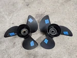 Pair Of Aluminum 14 1/2" X 17P Yamaha Propellers, 17-M, 17-ML, P10915 P10916. Fixed Price $229.00.
