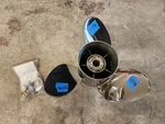 New 14 1/4" X Powertech Prop, PTZ3R16PCL200, Mercury Cushion Lok P10596. Fixed Price $458.00.