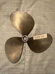Federal/michigan 14X10 1/4 Bore 3 Blade Right Hand Brass Dyna Jet Propeller. Fixed Price $300.00.
