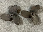 Vintage Brass 3 Blade Boat Propellers (2) Small 6 1/4" By Michigan. Fixed Price $92.00.