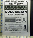 1912 Boat Nautical Watercraft Columbian Speed Propeller Wheel Racing Ad BG29. Fixed Price $21.95.
