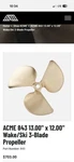 Acme 13X12 Inboard Propeller Nibral Blade 843 Mastercraft Splined. Fixed Price $290.00.
