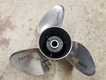 New Left Hand 14 3/4" 17P Omc Ss Prop, 3858029 Evinrude Johnson Volvo Sx #3050. Fixed Price $223.00.