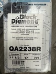 Mercury Quicksilver Black Diamond New Propeller 11 1/2 X 17 Rh QA2238R. Fixed Price $95.00.