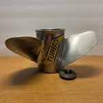 Turbo Stainless Steel Propeller 14 1/4 - 25 Pitch Used ( Bent Blade See Photos). Fixed Price $219.00.
