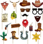 19 Pieces Cowboy Photo Booth Props Kit, Western Party Decorations.... Fixed Price $14.45.
