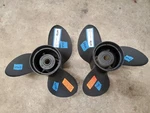 Pair Of 14 1/2" X 19P Omc Ss Propellers, Evinrude Johnson, New Hubs, #3465 #3466. Fixed Price $389.00.