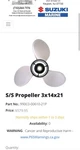 Suzuki Prop 3X14X21 Standard Rotation. Fixed Price $400.00.