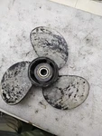 Aluminum 13 7/8" X 11P Evinrude Brp Hydrus Propeller 177202 2004 40HP Kd. Fixed Price $60.00.