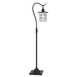 60 Antiqued Bronze Lantern Style Floor Lamp With Glass And Metal Shade. Fixed Price $284.43.