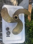 Antique Outboard Bronze Propeller With Nut , Pin And Retention Sleeve. Fixed Price $25.00.