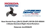 Honda Prop ( 3RX12.25 9P ) 59130-ZV5-009AH New Oem. Fixed Price $84.95.