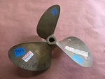 Left Hand Ni-bral 14" X 18P Oj Johnson Inboard Prop, 1/8" Bore, 14LH18, P7574. Fixed Price $285.00.