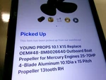 Young Aluminum Propeller Blade 10.1 Dia 15P Rh 48-8M8026640 Mercury. Fixed Price $44.99.