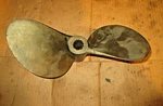 Brass Blade Left Handed 15 Splined Shaft Racing Propeller Approx 12" Dia. Fixed Price $185.00.