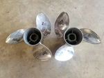 Pair Of 14 1/2" 21P Evinrude Johnson Viper Ss Props, Tbx Hub, # 388 And 389. Fixed Price $667.00.