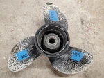 Aluminum 15 1/2" 13P Volvo Prop, 3850298, Evinrude Johnson Sx, P4197. Fixed Price $34.00.