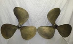 Pair Lg 16" Rh & Lh Brass Boat Propellers Michigan Nibral 1/4" Bore Nautical. Fixed Price $450.00.
