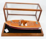 19.5" Chris-craft Style Wooden Runabout Speedboat Model W/ Display Case. Fixed Price $175.00.