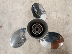 13 1/4" X 19P Solas Stainless Propeller, Fits Spline Suzuki Stroke, # 2372. Fixed Price $245.00.