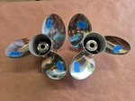 New Pair Of 15 1/2" X 17P Suzuki Watergrip Stainless Propellers, P11370 P11371. Fixed Price $1230.00.