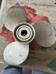 385955 Johnson Evinrude Prop 10 3/4" 11" With No Pin Nut Orcotter. Fixed Price $15.00.