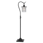 60" Antiqued Bronze Lantern Style Floor Lamp With Glass And Metal Shade. Fixed Price $324.84.
